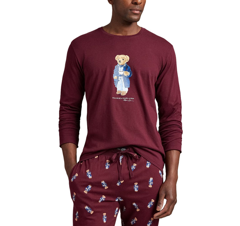 Polo Ralph Lauren Men's Polo Bear Jersey Sleep Set Classic Wine