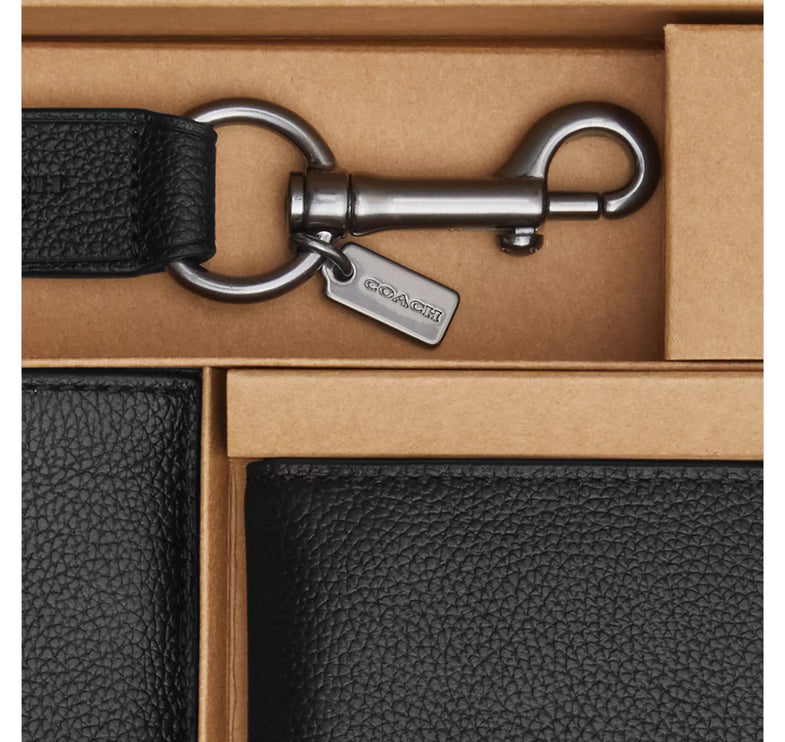 Coach Men's Boxed 3 In 1 Wallet Gift Set Black