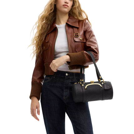 Coach Women's Kisslock Barrel Bag 28 Brass/Black