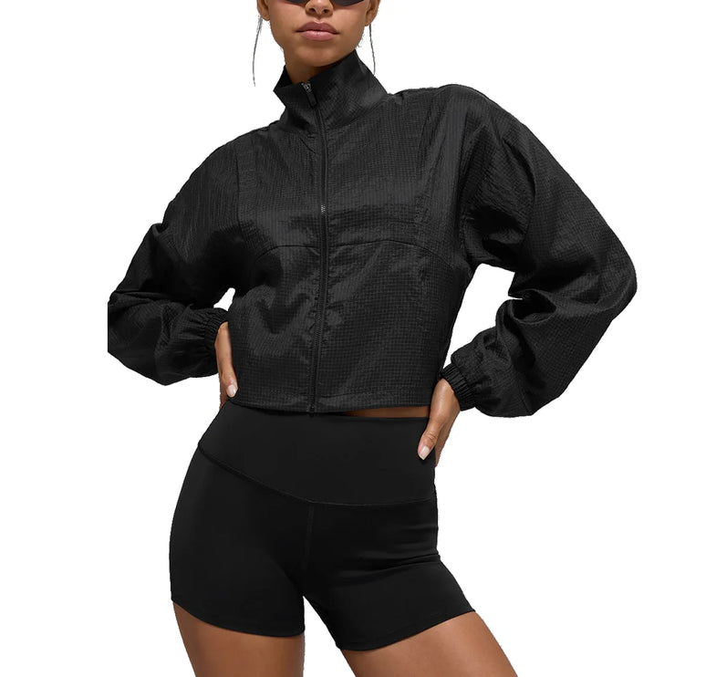 alo Women's Game Time Full Zip Jacket Black