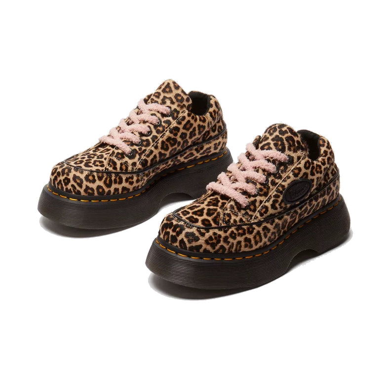 Dr. Martens Women's Buzz 5 Eye Leopard Shoes Light Tan