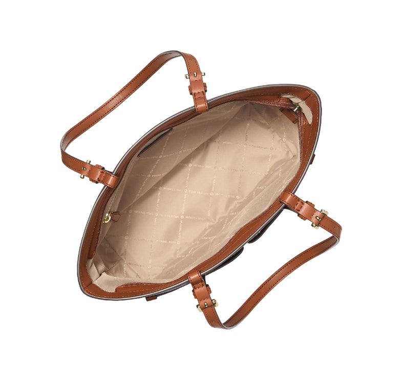 Michael Kors Women's Jet Set Medium Logo Pocket Tote Bag Vanilla