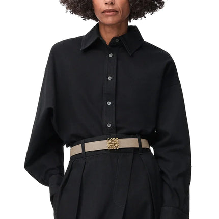 Loewe Women's Reversible Anagram Belt in Supple Grained Calfskin Clay/Gold