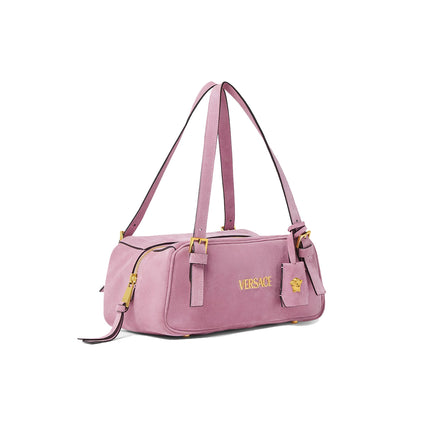 Versace Women's Versace Tag Suede Bowling Bag Pink