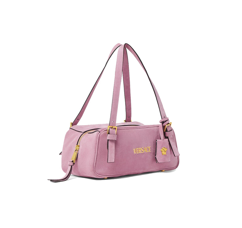 Versace Women's Versace Tag Suede Bowling Bag Pink