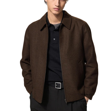 Uniqlo Unisex Single Collar Short Blouson 39 Dark Brown