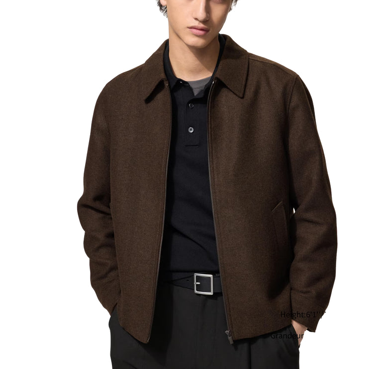 Uniqlo Unisex Single Collar Short Blouson 39 Dark Brown