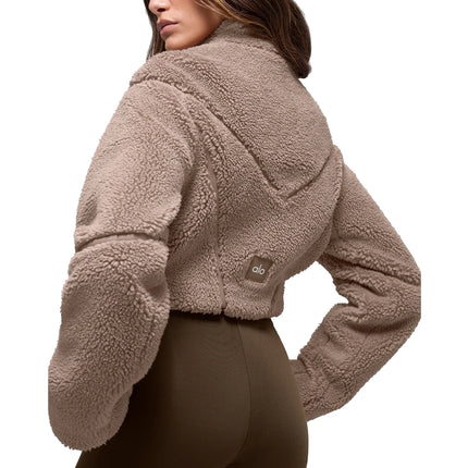 alo Women's Sherpa Cropped Slope Side Jacket Chai Latte