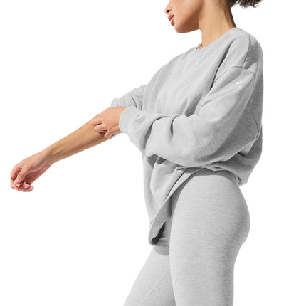 alo Women's Chill Crew Neck Pullover Athletic Heather Grey