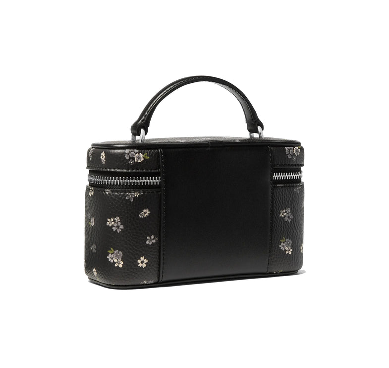 Michael Kors Women's Vivi Small Floral Printed Vanity Crossbody Bag Black/Silver
