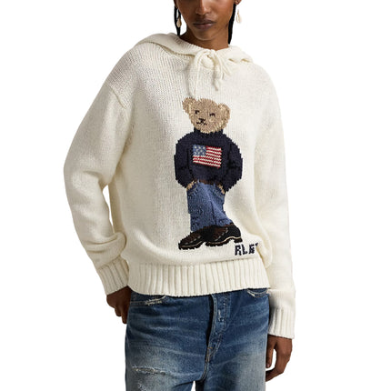 Polo Ralph Lauren Women's Polo Bear Hooded Sweater Parchment Cream