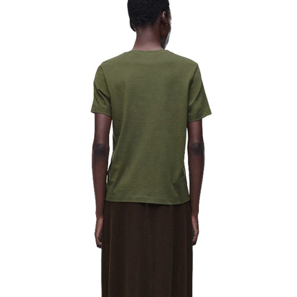 COS Women's Crew-Neck Cotton T-Shirt Dark Khaki