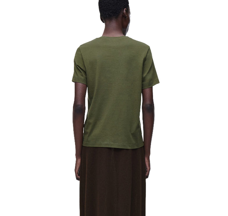 COS Women's Crew-Neck Cotton T-Shirt Dark Khaki