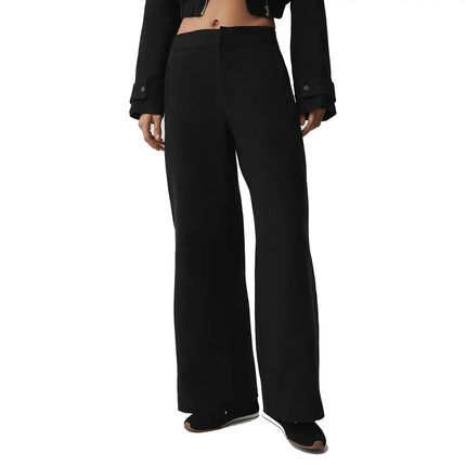 alo Women's Mid-Rise Cosmopolitan Snap Pant Black