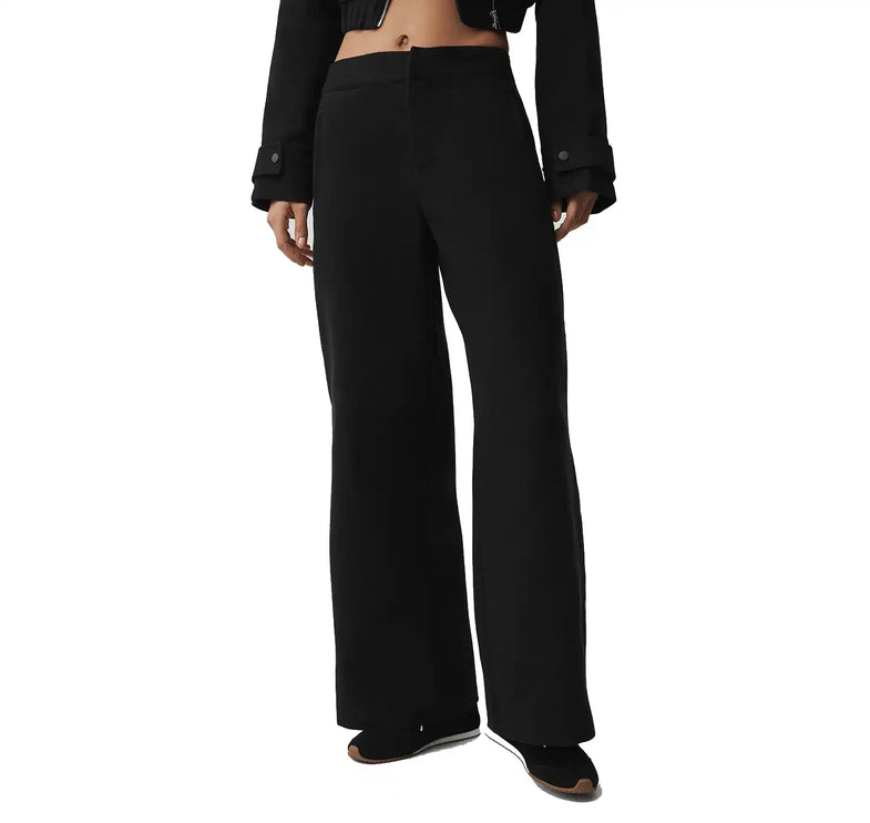 alo Women's Mid-Rise Cosmopolitan Snap Pant Black