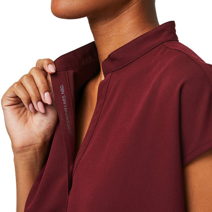 FIGS Women's Rafaela Oversized Scrub Top Burgundy