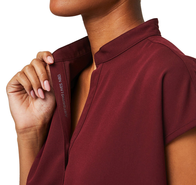 FIGS Women's Rafaela Oversized Scrub Top Burgundy
