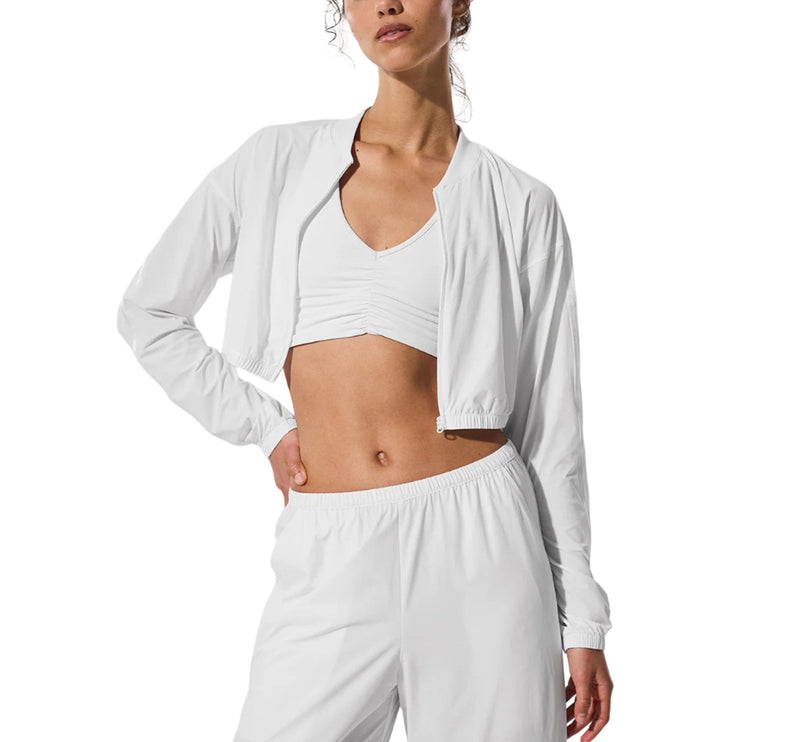 alo Women's Cropped Breezy Full-Zip Cover Up White