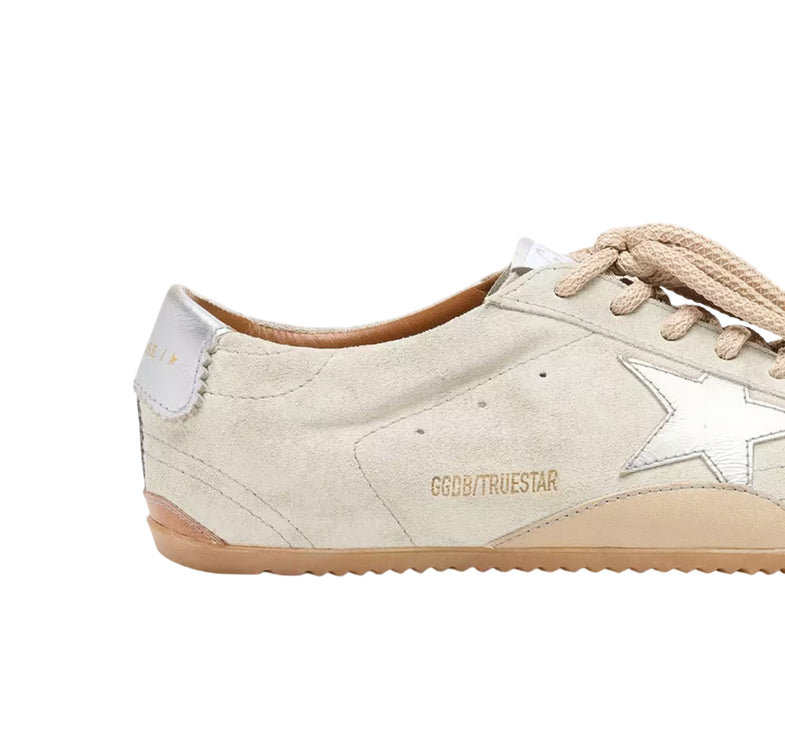 Golden Goose Women's True Star in Light Gray Suede with Metallic Slver Star
