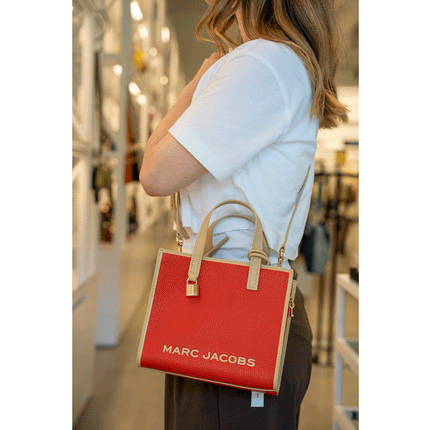 Marc Jacobs Women's Mini Grind Colorblock Leather Tote Red Multi