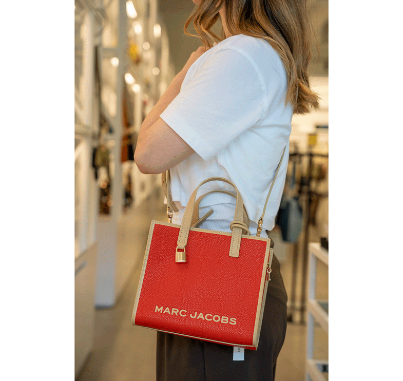 Marc Jacobs Women's Mini Grind Colorblock Leather Tote Red Multi