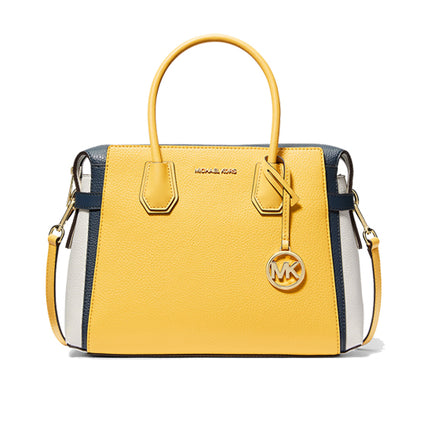 Michael Kors Women's Mercer Medium Color-Block Belted Satchel Daisy Yellow