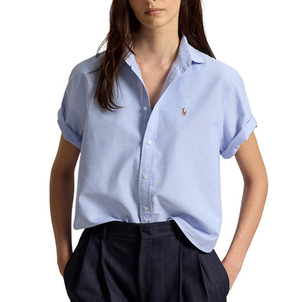 Polo Ralph Lauren Women's Cotton Oxford Short-Sleeve Shirt Blue Hyacinth
