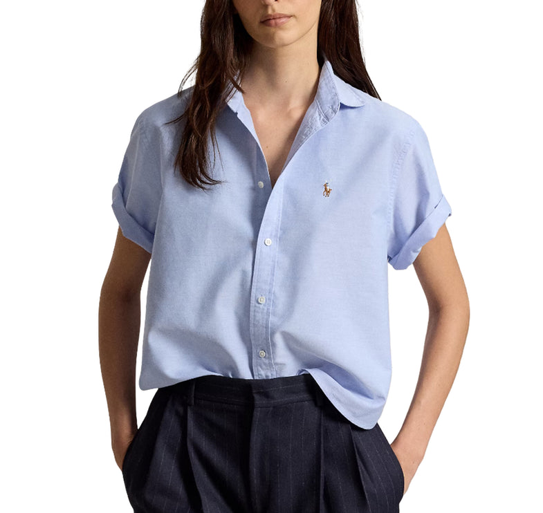 Polo Ralph Lauren Women's Cotton Oxford Short-Sleeve Shirt Blue Hyacinth