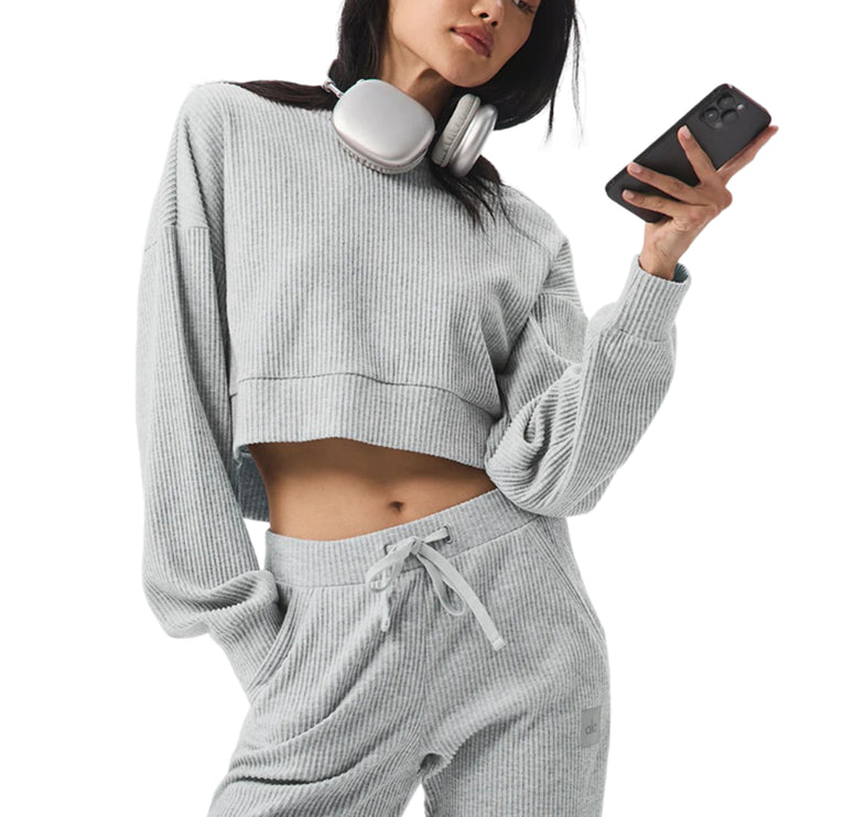 alo Women's Muse Hoodie Athletic Heather Grey