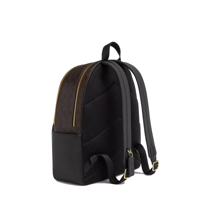 Coach Women's Large Court Backpack In Signature Canvas Gold/Walnut/Black