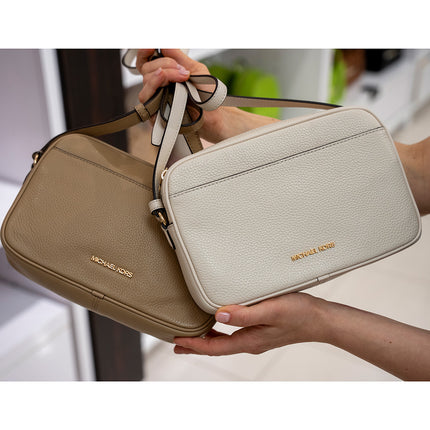 Michael Kors Women's Jet Set Large Pebbled Leather Camera Crossbody Bag Powder Blush/Gold