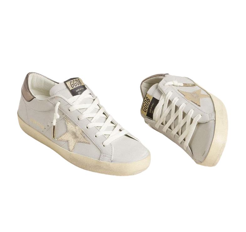 Golden Goose Women's Super Star Sneakers with Crackle Leather Star and Metallic Foiled Leather