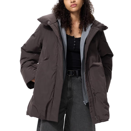 Uniqlo Women's Non-Quilted Down Short Coat 39 Dark Brown