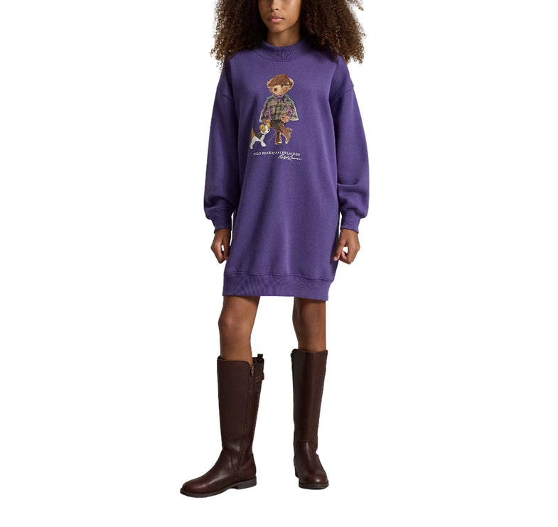 Polo Ralph Lauren Girl's Polo Bear Fleece Sweatshirt Dress Valley Purple