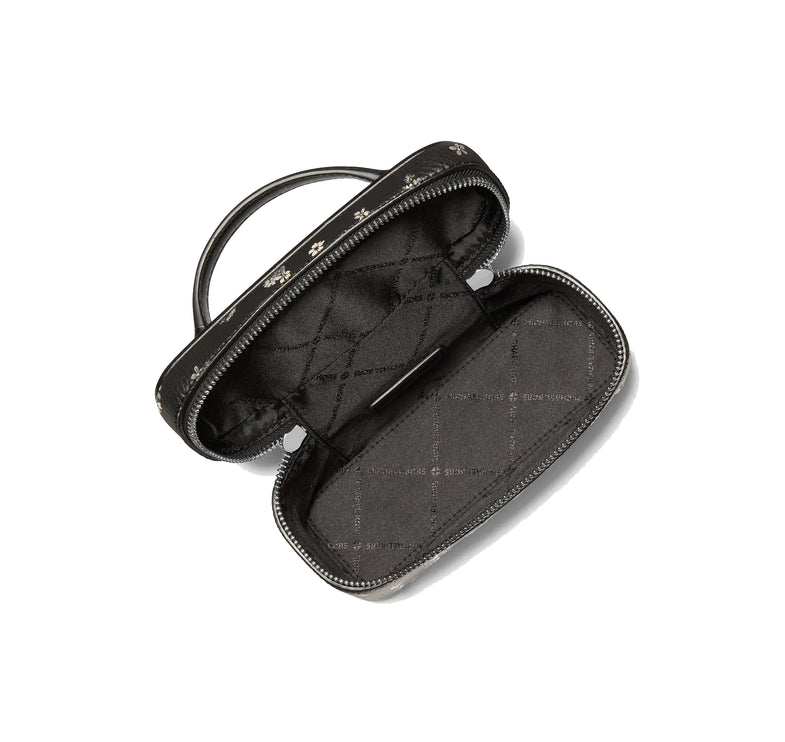 Michael Kors Women's Vivi Small Floral Printed Vanity Crossbody Bag Black/Silver