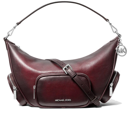 Michael Kors Women's Merritt Medium Burnished Convertible Shoulder Bag Maroon