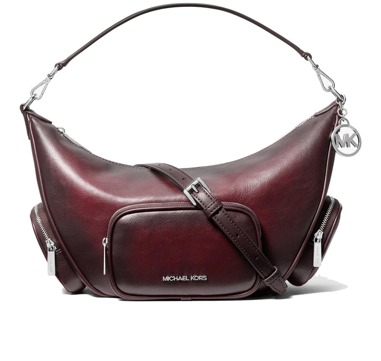 Michael Kors Women's Merritt Medium Burnished Convertible Shoulder Bag Maroon