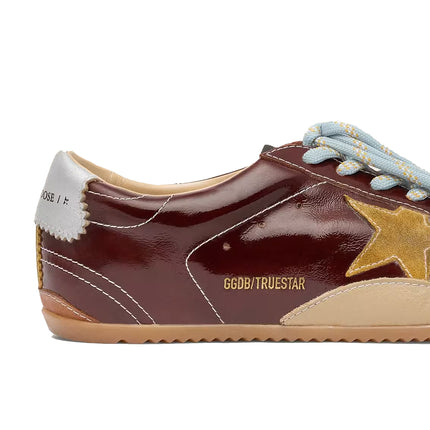 Golden Goose Women's True Star in Burgundy Naplak with Suede Star and Silver Nappa Heel Tab