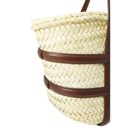 Tory Burch Women's Ella Small Woven Straw Tote Brown