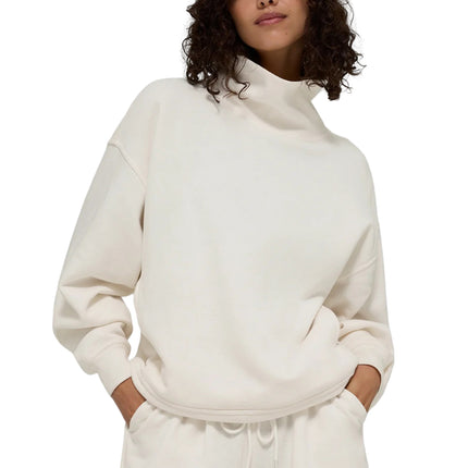 alo Women's Hazy Mock Neck Pullover Ivory