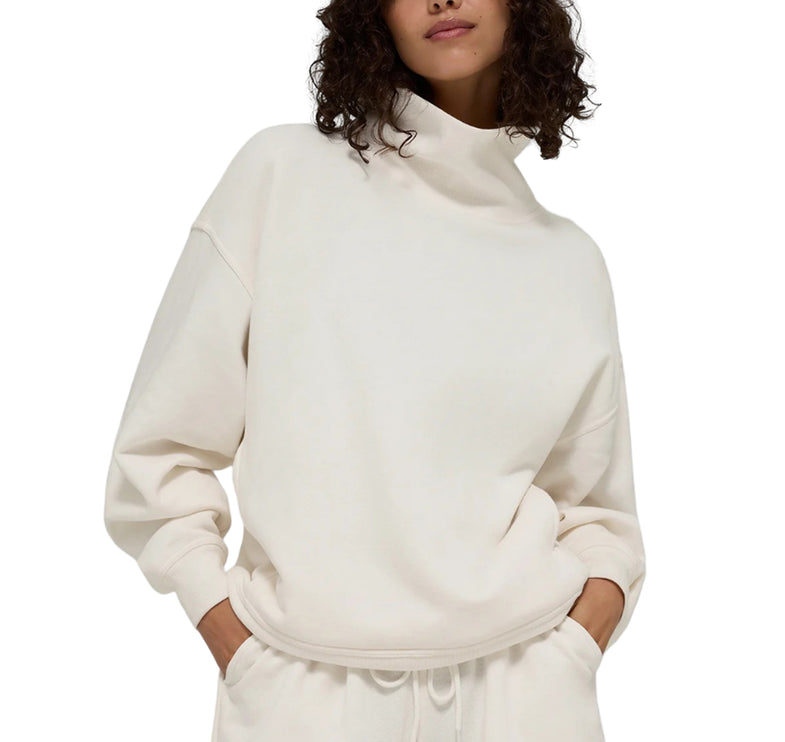 alo Women's Hazy Mock Neck Pullover Ivory
