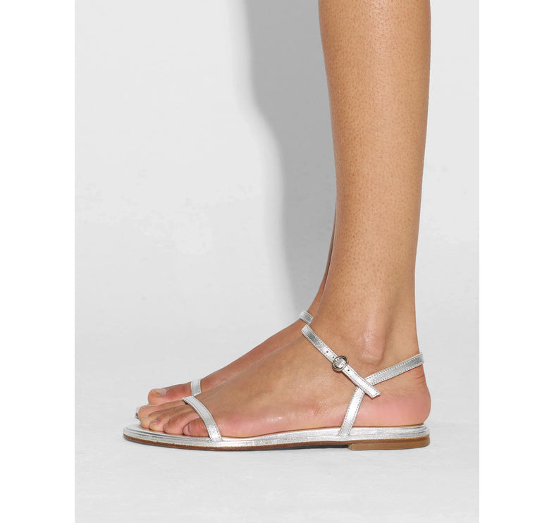 AEYDE Women's Nettie Leather Sandals Silver Nappa