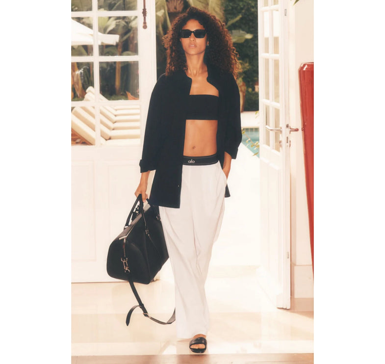 alo Women's Suit Up Trouser (Regular) White/Black