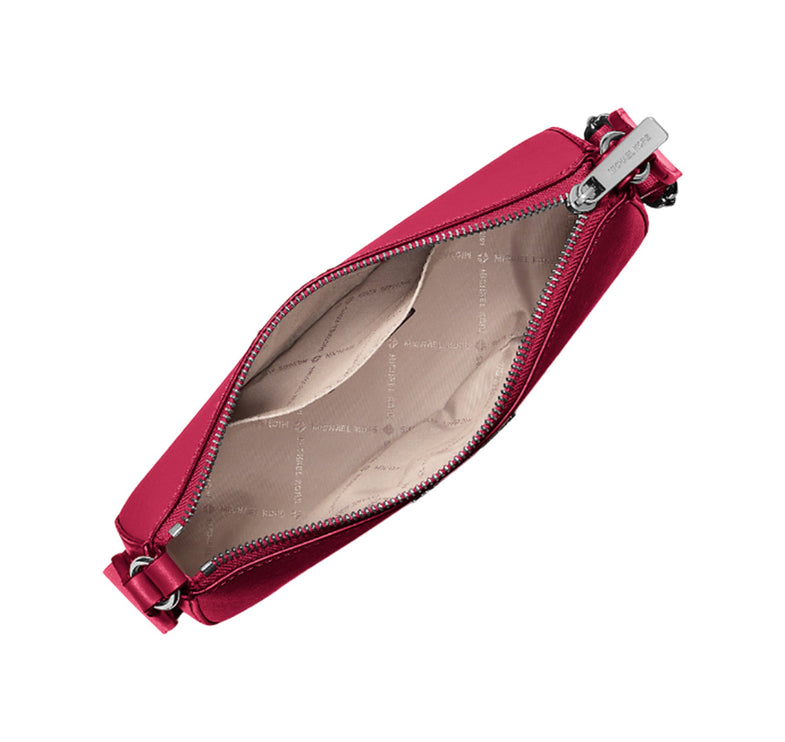 Michael Kors Women's Jet Set Small Saffiano Leather Crossbody Bag with Case for Apple Airpods Pro® Dark Raspberry