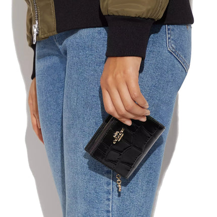 Coach Women's Snap Wallet Croc Gold/Black