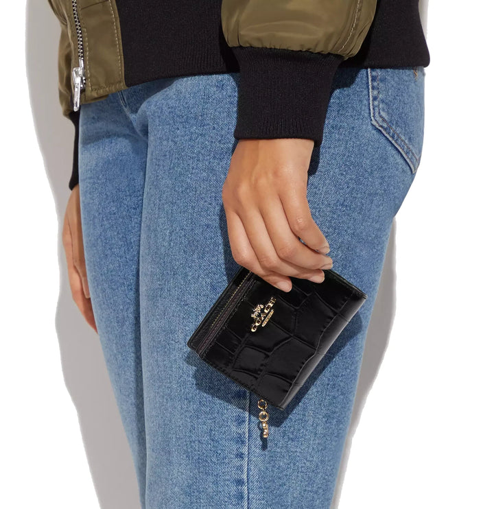 Coach Women's Snap Wallet Croc Gold/Black