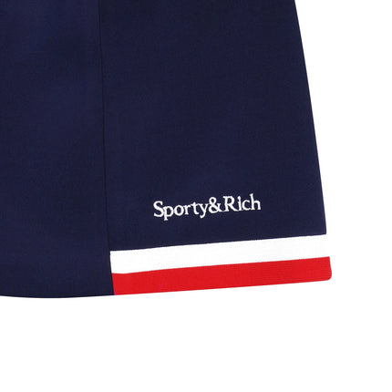 Sporty & Rich Women's Serif Logo Mila Skirt Navy/White/Fire Red