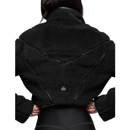 alo Women's Sherpa Cropped Slope Side Jacket Black