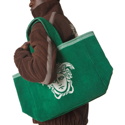 Versace Women's Cotton Terry Jacquard Tote Green