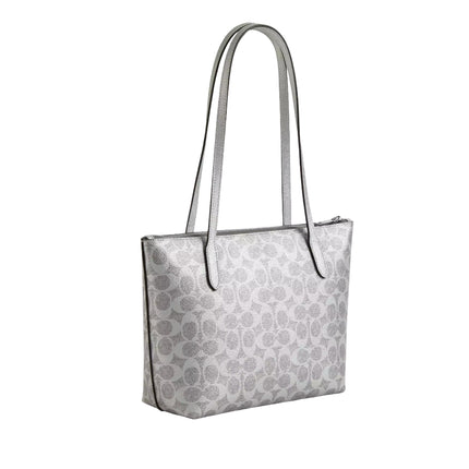 Coach Women's Fiona Zip Tote Bag In Signature Canvas Silver/Gray
